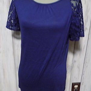 two Women's Lace-Sleeve Knit Tops